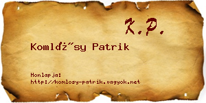 Komlósy Patrik névjegykártya